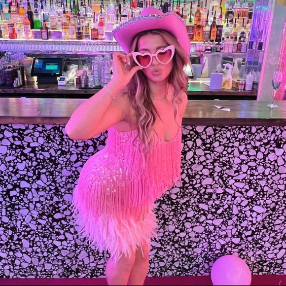 NADINE MERABI LOTTIE Pink Fringe Dress - Picture 5 of 15